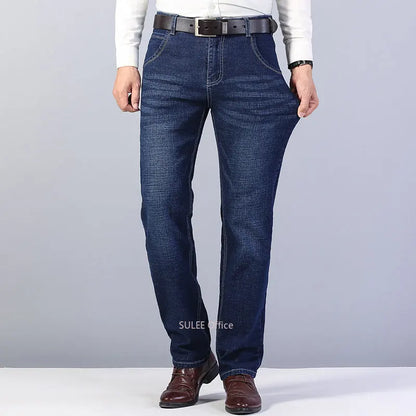 Man Stretch Straight Fit Jeans Man Soft Black Men's Jeans Pants Masculino Denim Overalls Trousers - Ellianto fashion Men's