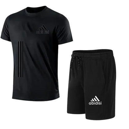 2025 The latest brand men's T-shirt set Fashion casual T-shirt men's summer men's running set - Ellianto fashion Men's