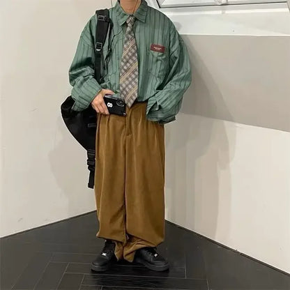 2023 Japanese Vintage Striped Long-Sleeve Shirt – Lightweight Comfort and Effortless Spring-Autumn Style for the Modern Gentleman