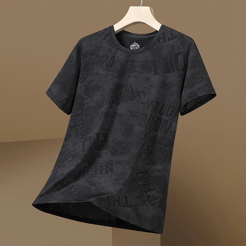 Ice-sensing Cooling Elastic Ice Silk Short-sleeved Daily Casual Versatile Sports Quick-drying T-shirt for Men - Ellianto fashion Men's