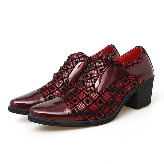 Men Formal Shoes High Heels Business Dress Shoes Male Oxfords Pointed Toe Formal Shoe for Man Luxury Wedding Party Leather Shoe - Ellianto fashion Men's