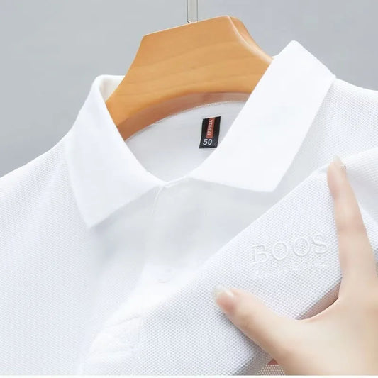 100% Cotton Embroidered Summer New Men's POLO Shirt Business Casual Solid Color Versatile Short-sleeved T-shirt - Ellianto fashion Men's