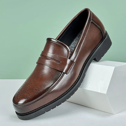 Men's Formal Leather Shoes British Style Oxford Loafers Round Toe Breathable Non-Slip Business Dress Wedding Office Casual Shos - Ellianto fashion Men's