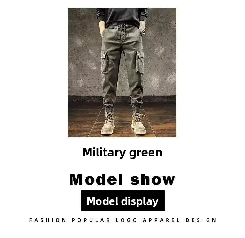 American Style Elastic Casual Pants Men's Trendy Handsome Loose Fit Comfortable Breathable Fashionable Straight Leg Trousers - Ellianto fashion Men's