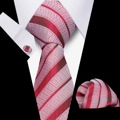 Business Ties For Men Tie Set Dots Necktie Classic Plaid Cufflinks Stripe Handkerchief For Wedding High Quality Formal Gravata - Ellianto fashion Men's
