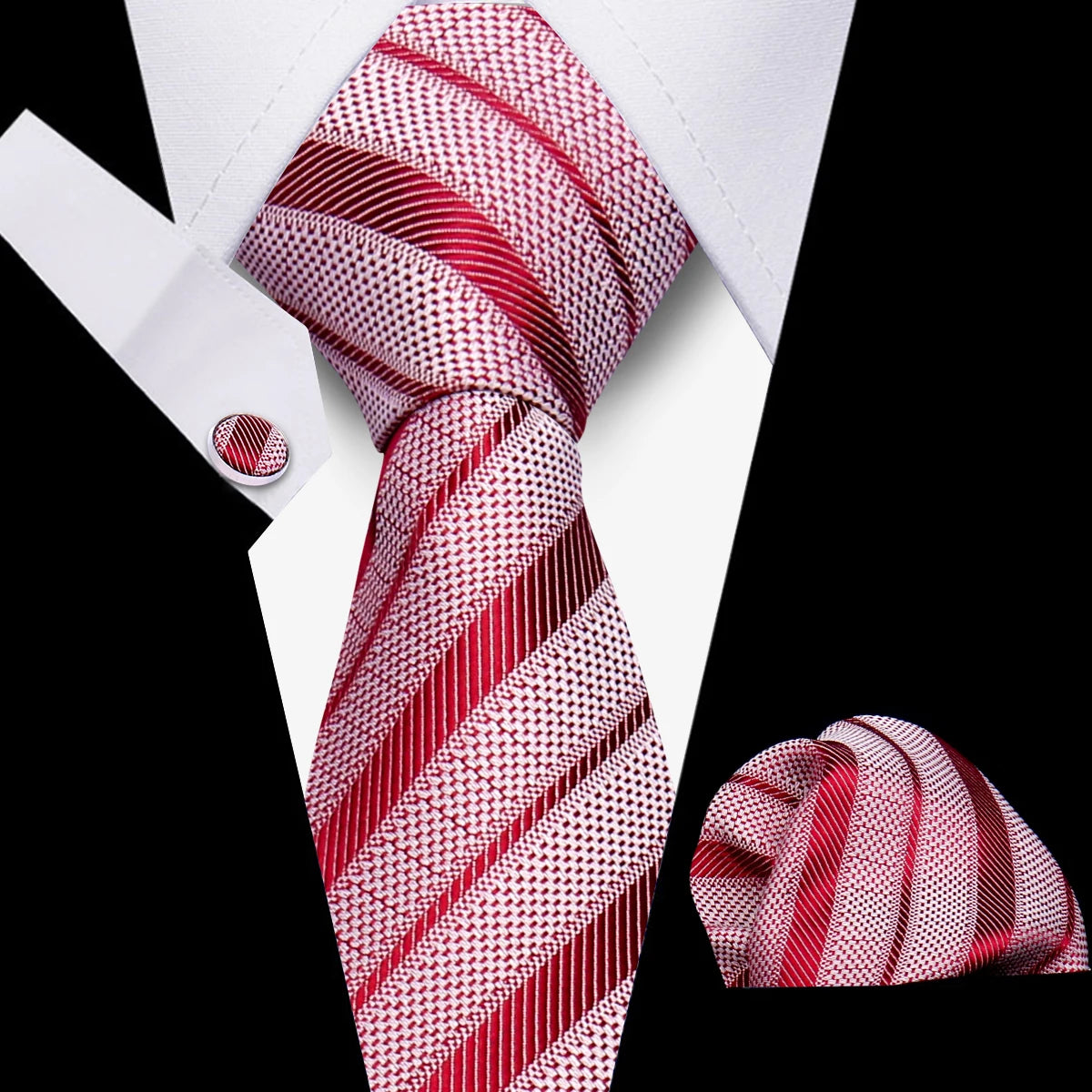 Tie Men Business Necktie Set Classic Plaid Cufflinks Handkerchief For Suit Wedding High Quality 3pcs Ties Sets Formal Gravata - Ellianto fashion Men's