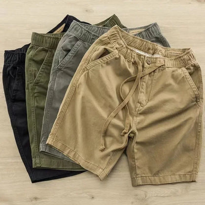 Casual Men's Workwear Shorts Summer Trendy Loose Straight Leg Five-Quarter Pants Washed Elastic Leisure Trousers