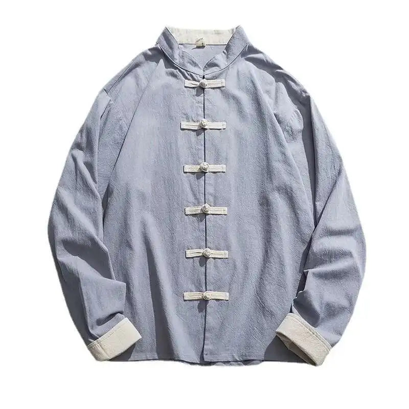 Mens Traditional Chinese Clothing Spring Autumn Solid Tang Suit Men Kung Fu Tai Chi Master Costume Male Tops Jackets Gift - Ellianto fashion Men's
