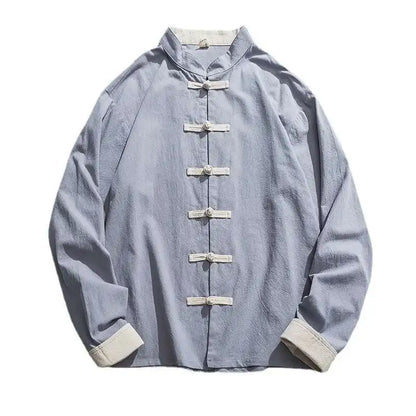 Mens Traditional Chinese Clothing Spring Autumn Solid Tang Suit Men Kung Fu Tai Chi Master Costume Male Tops Jackets Gift - Ellianto fashion Men's
