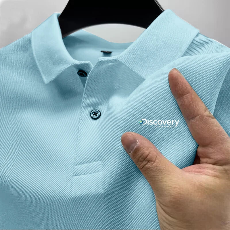 2025 men's comfortable polo shirt, luxurious, atmospheric, breathable, casual and fashionable, with a lapel design for summer - Ellianto fashion Men's