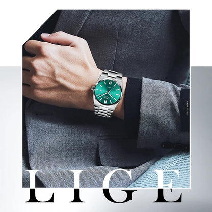 LIGE Men Luxury Watch For Man Waterproof Luminous Date Week Stainless Steel Men Watch Casual Quartz Men's Watches Male Clock+box - Ellianto fashion Men's