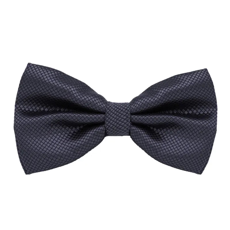 Solid Bowtie Mans Tie Solid Fashion Check Bowties Wedding Banquet Black Gold Red Green Pink Black White Classic Bow Ties For Men - Ellianto fashion Men's