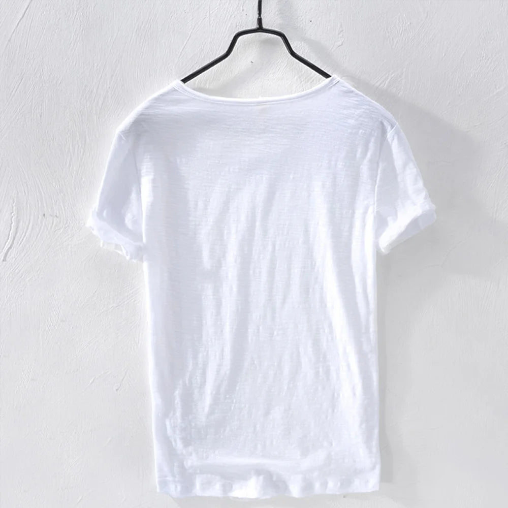 New Mens T Shirt Pure Color V Collar Short Sleeved Tops Tees Men T-Shirt 10colors slim Man T-Shirts Fitness For Male Clothes - Ellianto fashion Men's