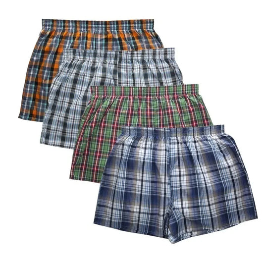 New Classic Plaid men arrow pants casual fashion brand High quality boxer 4pcs/lot mens Cotton boxers men's shorts underwear - Ellianto fashion Men's