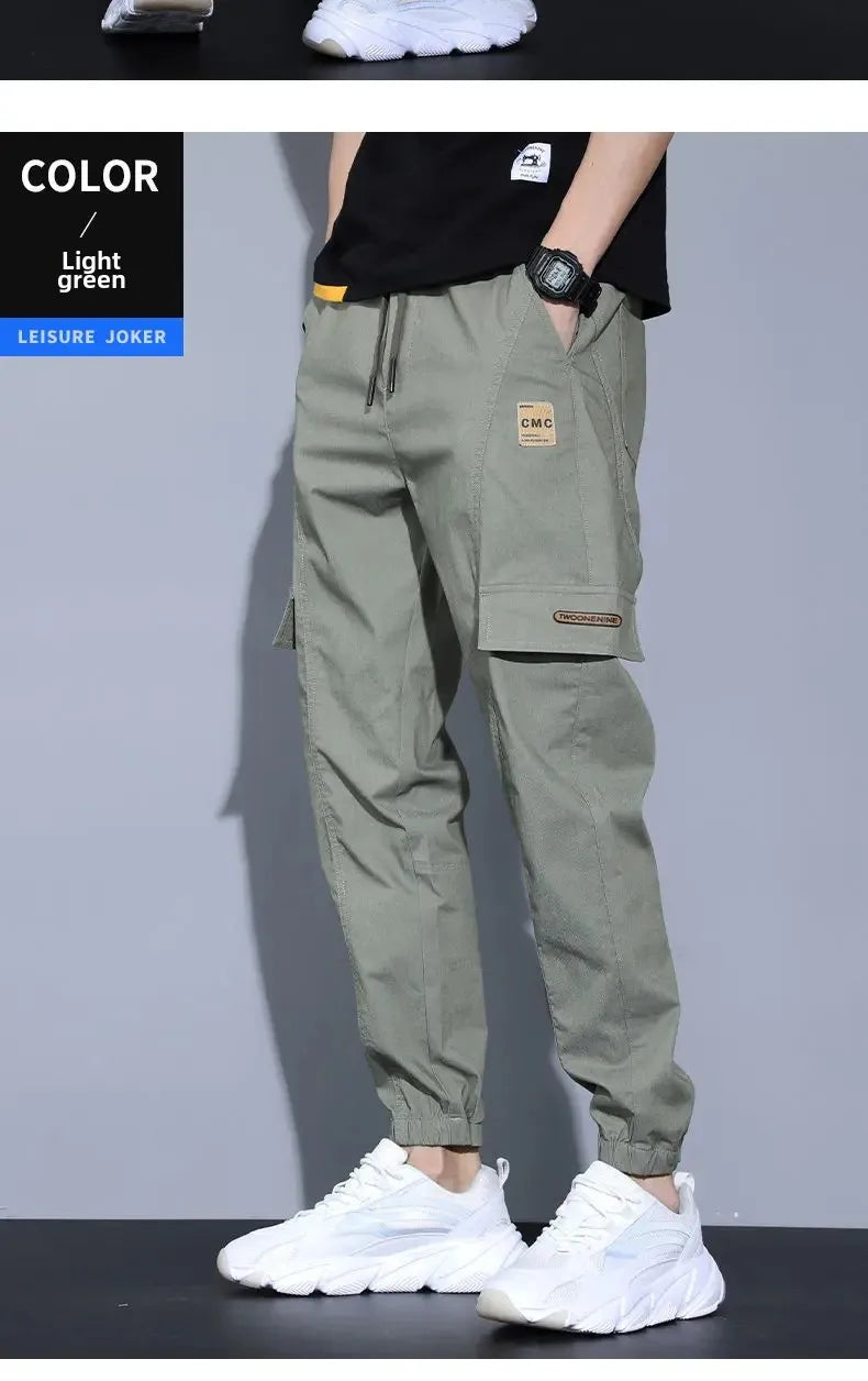 Summer Thin Men's Harajuku Cargo Pants Loose-Fit Sports Trendy Versatile Ankle-Length Casual Trousers - Ellianto fashion Men's
