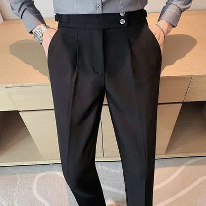 British Style Business Formal Trousers For Men Autumn Trendy Slims Smooths Your Silhouette Casual Pants Solid Color - Ellianto fashion Men's