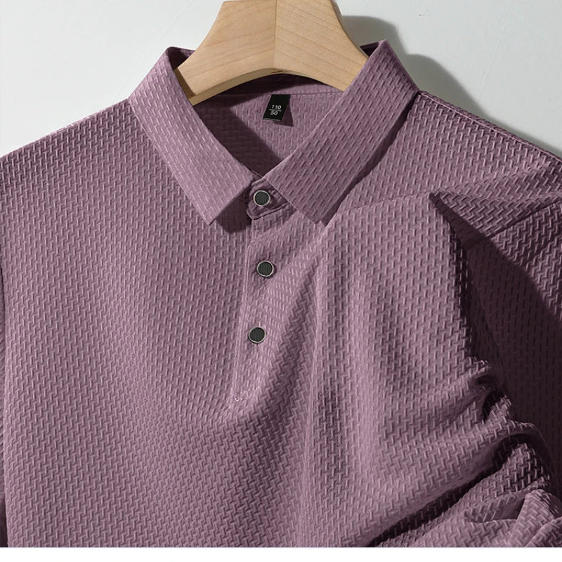 2025 Summer Men's New Polo Shirt Seamless Premium Luxury Business Casual Golf Slim Fit Blouse Collar T-shirt Men Clothing - Ellianto fashion Men's