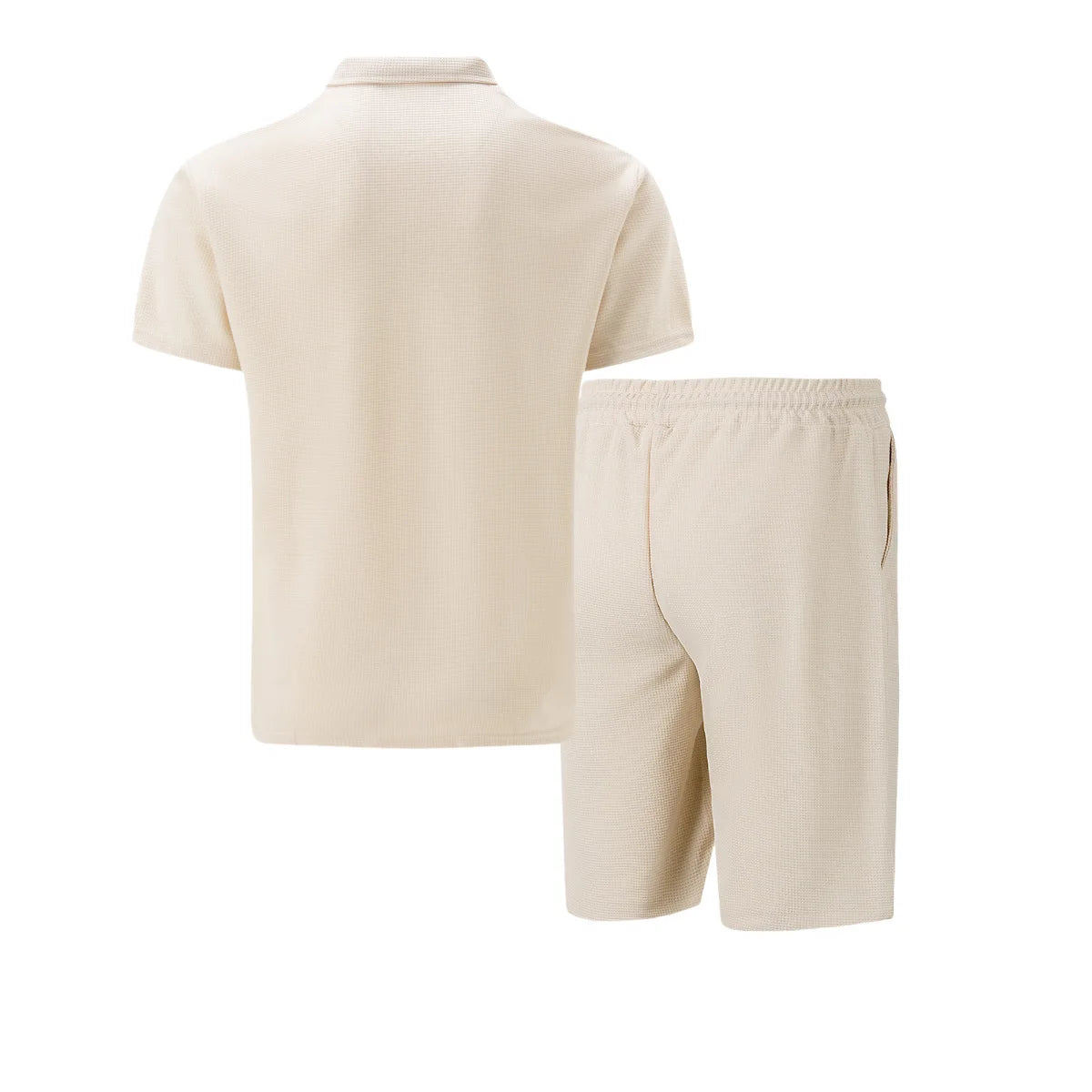2025 simple men's suit summer new short sleeve shorts two-piece outdoor leisure handsome men's solid color trend suit - Ellianto fashion Men's