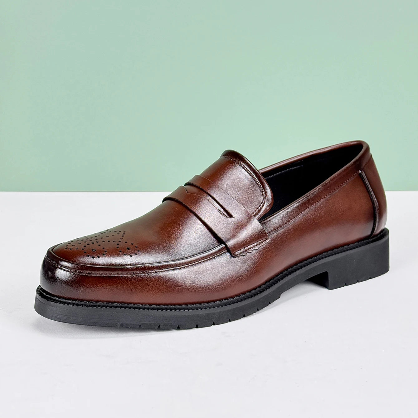 Men's Formal Leather Shoes British Style Oxford Loafers Round Toe Breathable Non-Slip Business Dress Wedding Office Casual Shos - Ellianto fashion Men's