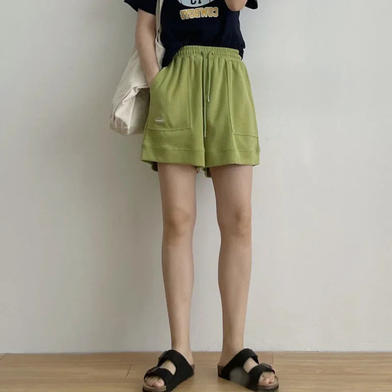 High-Waisted Slimming Casual Trunks Women's Korean Style Loose-Fit Wide-Leg Drawstring A- Line Pants New Arrival Student Trouser