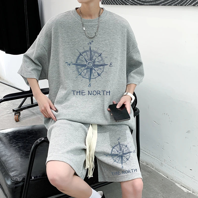 Summer Oversize Spor Two-Piece Set for Men Faionable T-irt orts Combo Cool And Haome Casual Wear Polyester Fiber - Ellianto fashion Men's