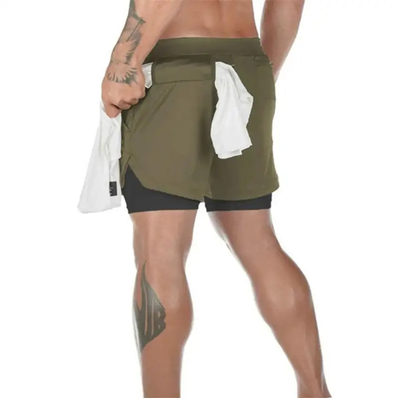 Summer sports versatile double layer men's shorts everyday casual quick-drying sports shorts men - Ellianto fashion Men's