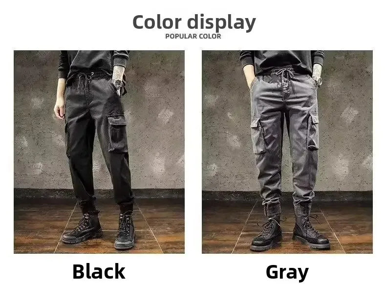 American Style Elastic Casual Pants Men's Trendy Handsome Loose Fit Comfortable Breathable Fashionable Straight Leg Trousers - Ellianto fashion Men's