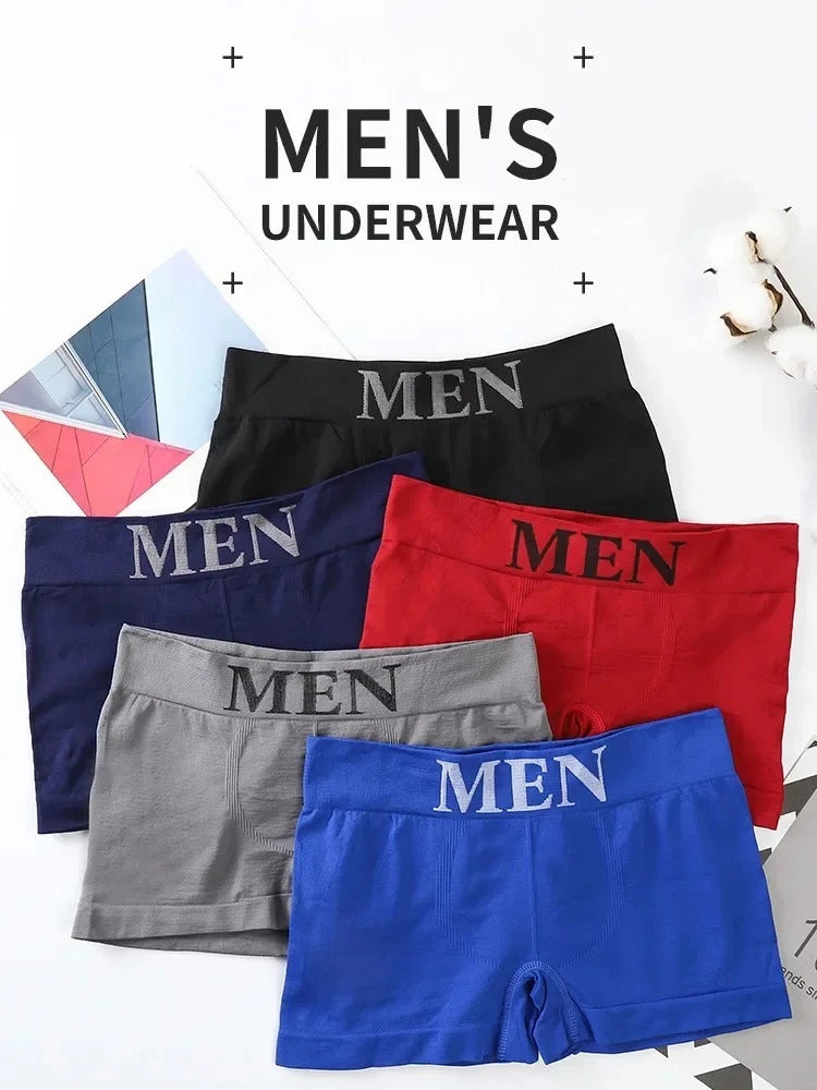 3Pcs/Lot Men's Panties Underwear Boxers Breathable Man Boxer Solid Underpants Comfortable Male Brand Shorts Black Blue Underwear - Ellianto fashion Men's