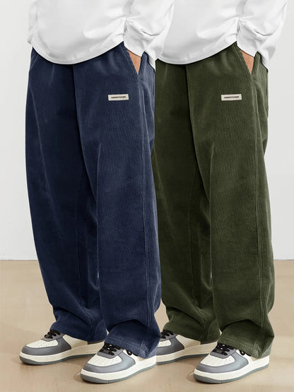 Corduroy pants men clothing Sweatpants Loose-Fit Casual Pants man baggy hosen Regular Length Trousers men cargo pants women - Ellianto fashion Men's