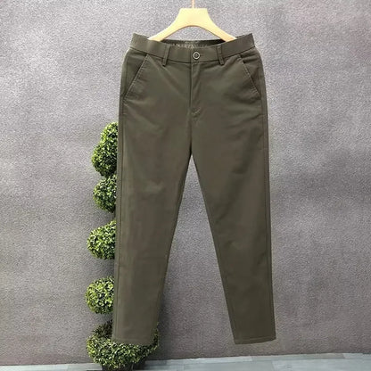 Men's Casual Trousers Summer Trendy Thin Cotton Small Straight-leg Pants Business Cropped Pants New Style - Ellianto fashion Men's