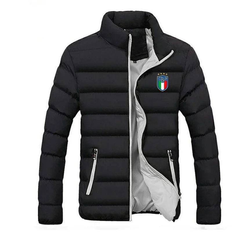 Men's Solid Thick Jacket, Parka Jacket, High Neck, Outdoor, Camping, Fashion, Winter2025 - Ellianto fashion Men's
