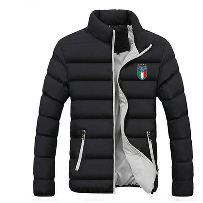 Men's Solid Thick Jacket, Parka Jacket, High Neck, Outdoor, Camping, Fashion, Winter2025 - Ellianto fashion Men's
