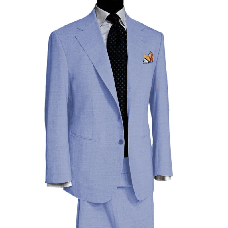 British Style light colour Men Suit 2 Piece Jacket Pants Summer Linen Comfortable Suit Jacket Banquet Wedding Dress Tailor made - Ellianto fashion Men's