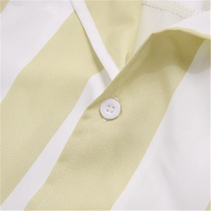 Men's striped casual shirt, summer beach casual loose-fitting short-sleeved shirt, summer daily commuting style travel shirt - Ellianto fashion Men's