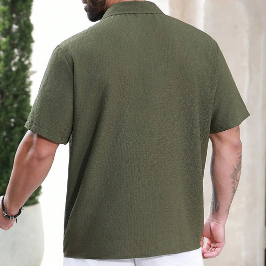 Men's Breathable Wrinkle Resistant Moisture Wicking Thin High-end Casual Shirt with Men's Texture Short Sleeved Shirt - Ellianto fashion Men's