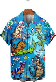 Casual Men's Shirts Anime Monkey Graphic Shirts For Men Oversized Tees Kawaii Short Sleeve Top Harajuku Streetwear Men K