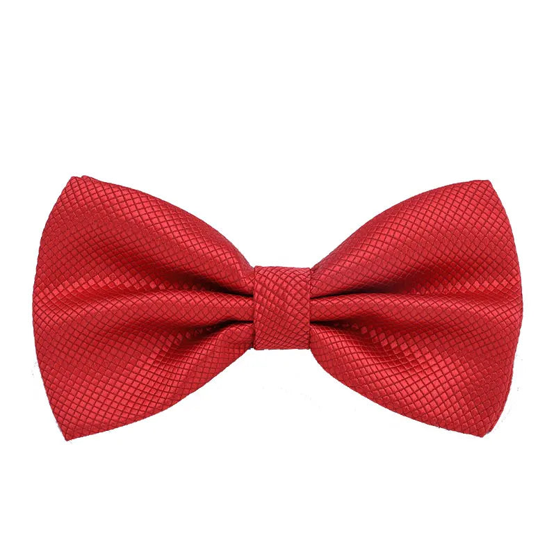 Solid Bowtie Mans Tie Solid Fashion Check Bowties Wedding Banquet Black Gold Red Green Pink Black White Classic Bow Ties For Men - Ellianto fashion Men's