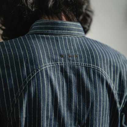 Non Stock Wabash Dot Striped Shirt Vintage Style Button Down Workshirt For Men - Ellianto fashion Men's
