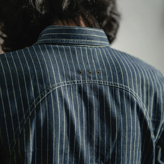 Non Stock Wabash Dot Striped Shirt Vintage Style Button Down Workshirt For Men - Ellianto fashion Men's