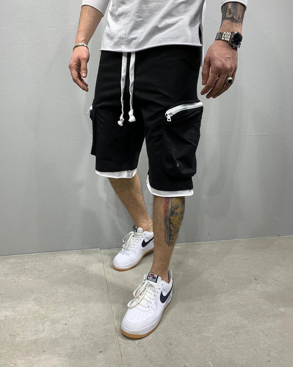 Mens Summer Cargo Shorts Cotton Workout Fitness Shorts Breathable Jogger Training Gyms Bodybuilding Multi Pocket Yellow Shorts - Ellianto fashion Men's