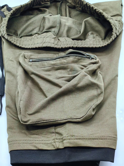 Mens Summer Cargo Shorts Cotton Workout Fitness Shorts Breathable Jogger Training Gyms Bodybuilding Multi Pocket Yellow Shorts - Ellianto fashion Men's