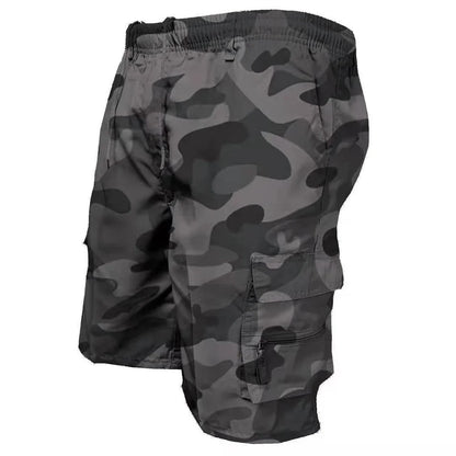 Men's Tactical Shorts Summer Casual Cargo Shorts Knee-length Multi-pockets Elastic Waist Work Hiking Overalls Short Pants Male - Ellianto fashion Men's