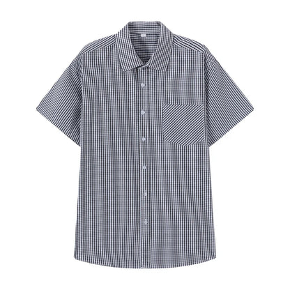 Trendy Men's Summer Casual Striped Shirt Fashion Breathable Skin-friendly Short Sleeve Turn-down Collar Men's Shirt - Ellianto fashion Men's