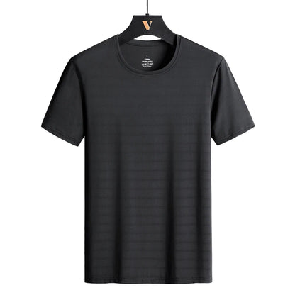 CHRLCK Plus Size Summer Ice Silk Short Sleeve T-Shirt Men's Loose Thin Sports T-shirt For Seniors Outdoor Fitness Casual T-shirt - Ellianto fashion Men's