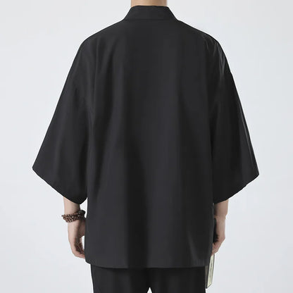Kimono Men Cloak Kimono Para Hombre Black Coat White Cloak Beach Shirt Summer Haori Men Unisex Samurai Clothing Japanese Men - Ellianto fashion Men's