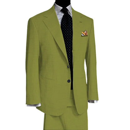 British Style light colour Men Suit 2 Piece Jacket Pants Summer Linen Comfortable Suit Jacket Banquet Wedding Dress Tailor made - Ellianto fashion Men's
