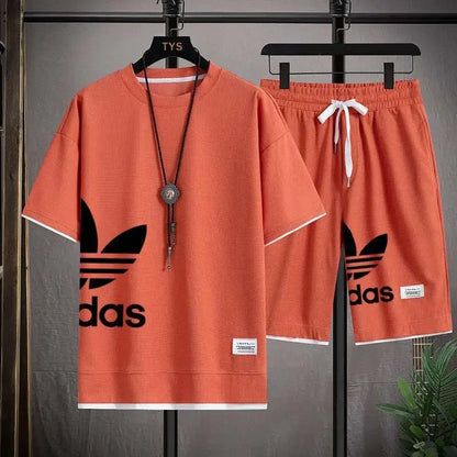 Summer 2025 New Men's pullover sportswear Set, fashionable basketball men's casual short-sleeved T-shirt + shorts two-piece set - Ellianto fashion Men's