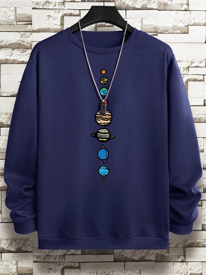 Planets In The Solar System Men Women Hoody Cartoon Crewneck Clothes Casual Comfortable Sweatshirts Warm Pullover Sweatshirt