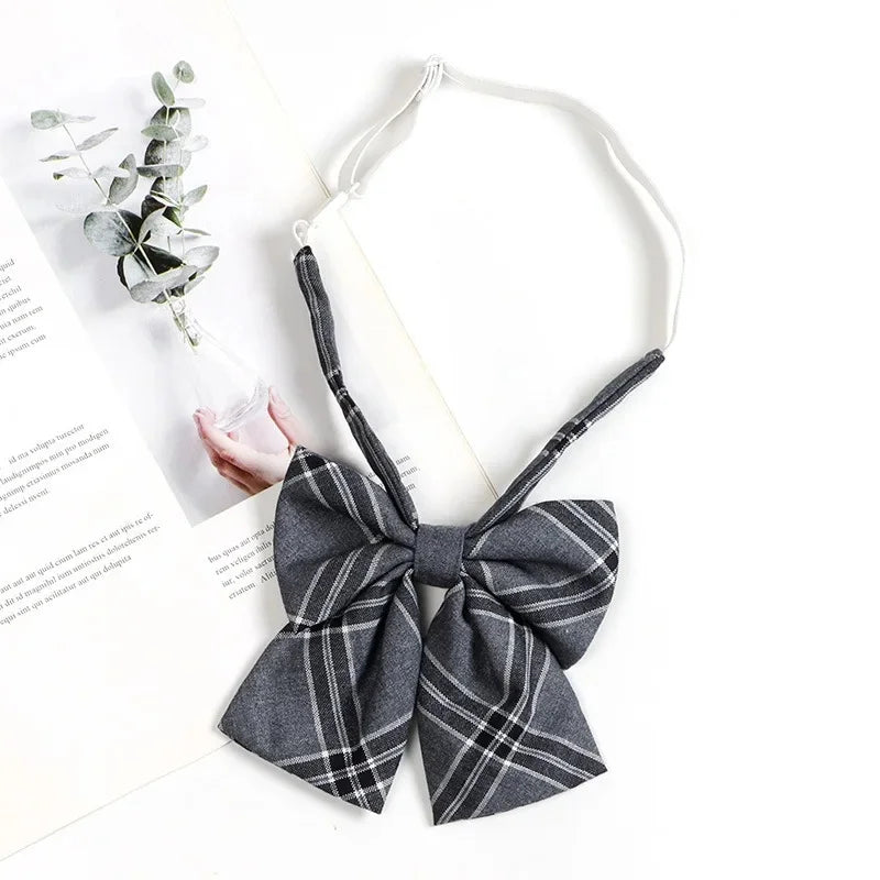 Vintage Brown Plaid Necktie Women's Lazy Person's Japanese Style Preppy Small Tie Bow Tie Handmade Men's Tie