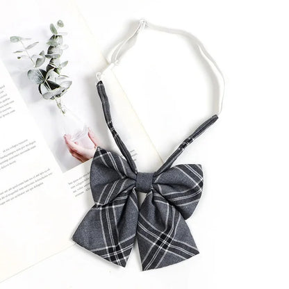 Vintage Brown Plaid Necktie Women's Lazy Person's Japanese Style Preppy Small Tie Bow Tie Handmade Men's Tie